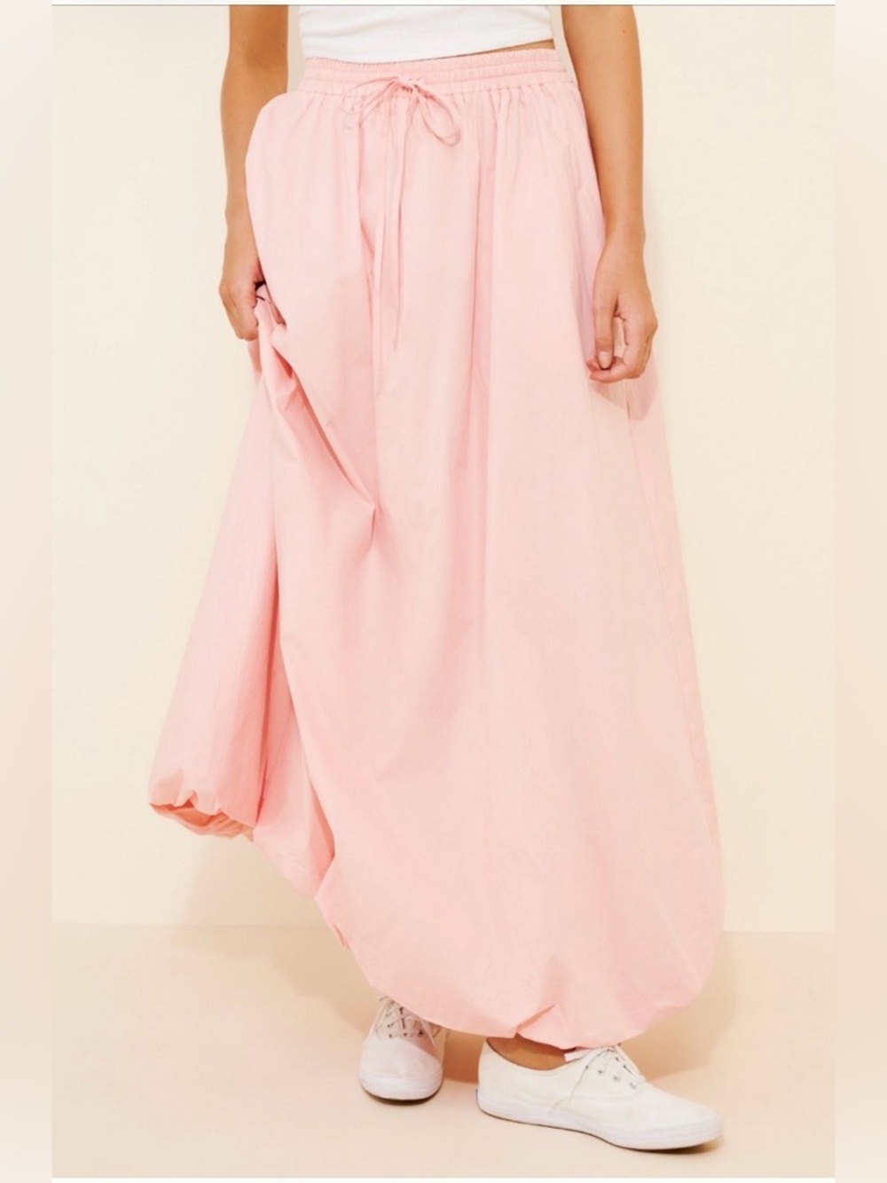 Anthropologie Pink Drawstring Maxi Skirt - Picture 3 of 6